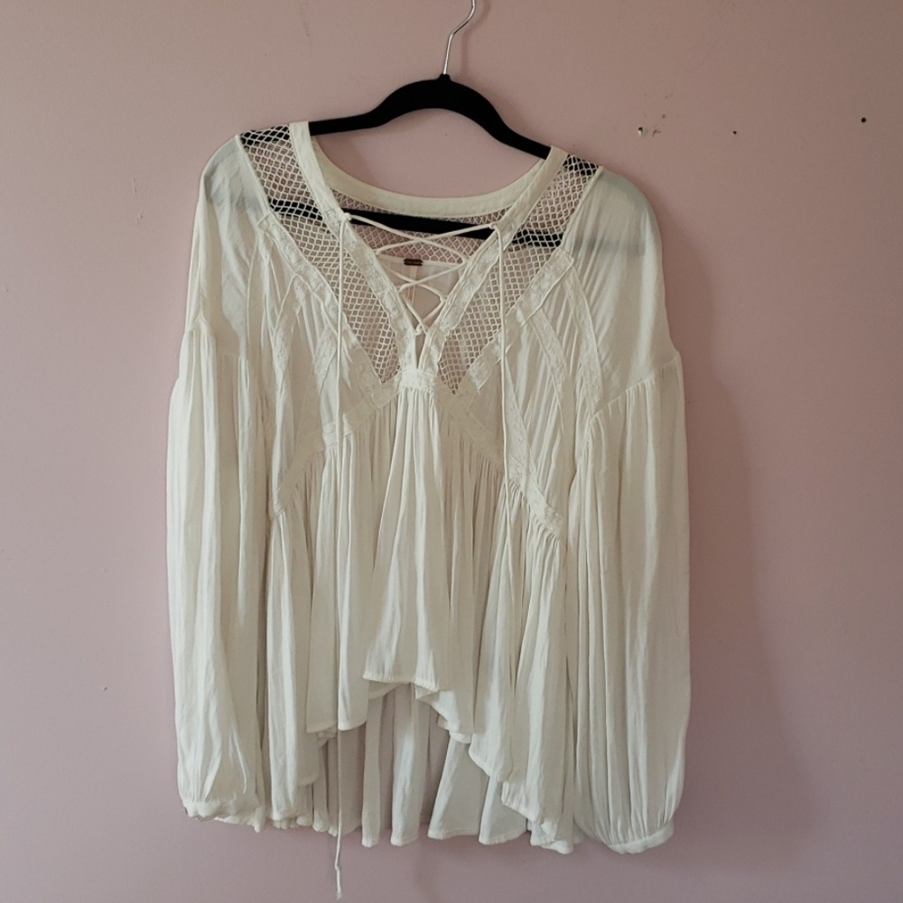 Free people white flowy shirt